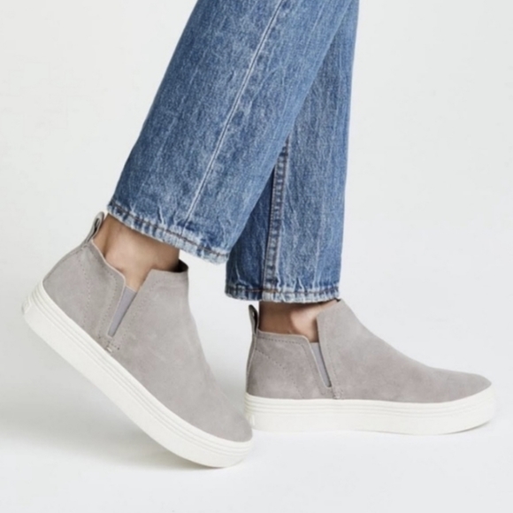 DV by Dolce Vita Shoes - dv DOLCE VITA Tate Suede Platform Slide On Rubber Sole Sneakers Heather Grey 8.5